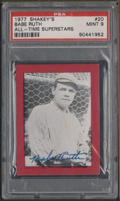 1977 Shakey's All Time Superstars #20 Babe Ruth: 1977 Shakey's All Time Superstars #20 Babe Ruth -PSA Mint 9