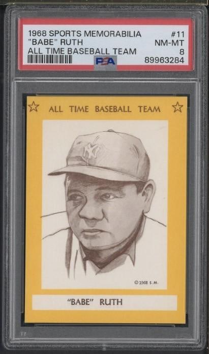 1968 Sports Memorabilia #11 Babe Ruth: 1968 Sports Memorabilia #11 Babe Ruth -PSA NM-MT 8