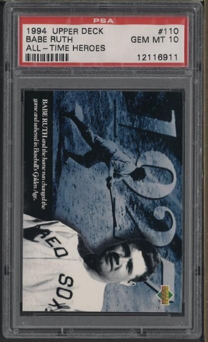 1994 Upper Deck All Time Heroes #110 Babe Ruth: 1994 Upper Deck All Time Heroes #110 Babe Ruth -PSA Gem MT 10