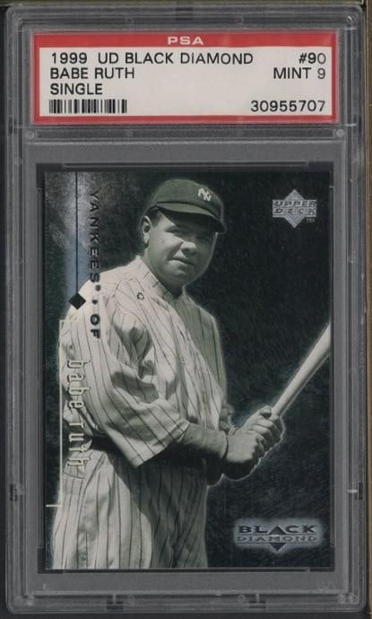 1999 Upper Deck Black Diamond #90 Babe Ruth: 1999 Upper Deck Black Diamond #90 Babe Ruth -PSA Mint 9