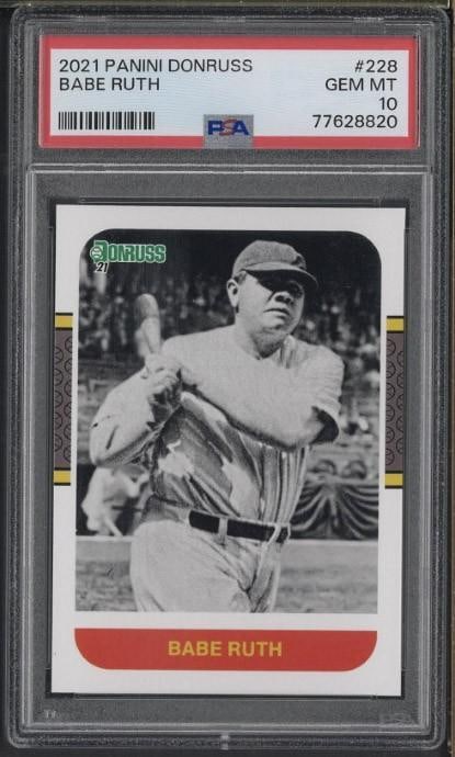 2021 Panini Donruss #228 Babe Ruth: 2021 Panini Donruss #228 Babe Ruth -PSA Gem MT 10