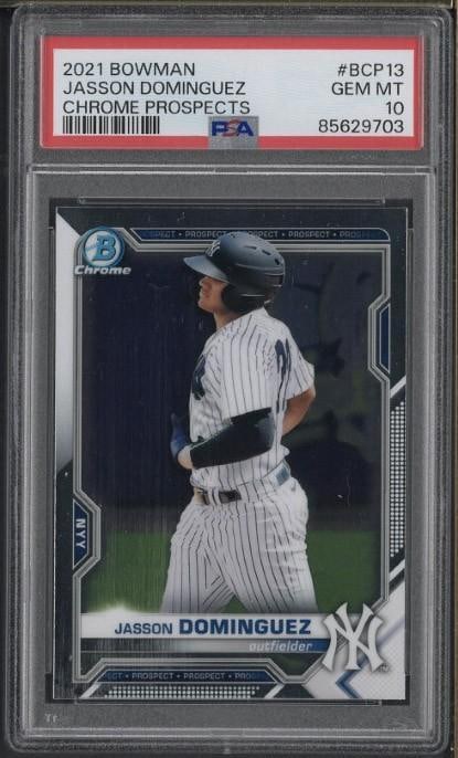 2021 Bowman Chrome Prospects #BCP13 Jasson Dominguez: 2021 Bowman Chrome Prospects #BCP13 Jasson Dominguez -PSA Gem MT 10