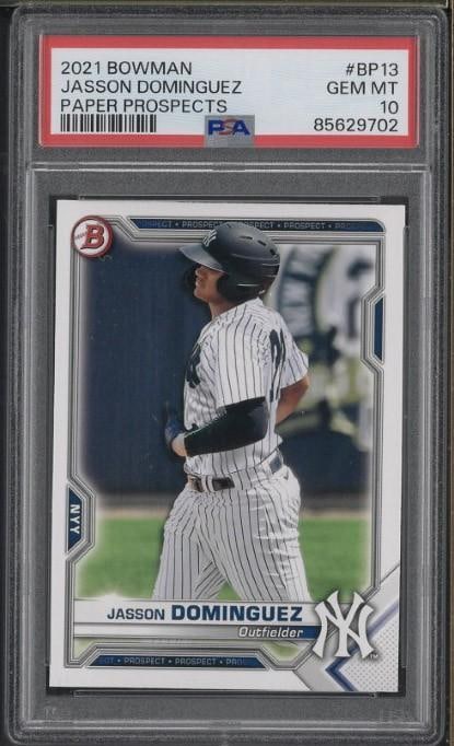 2021 Bowman Paper Prospects #BP13 Jasson Dominguez: 2021 Bowman Paper Prospects #BP13 Jasson Dominguez -PSA Gem MT 10