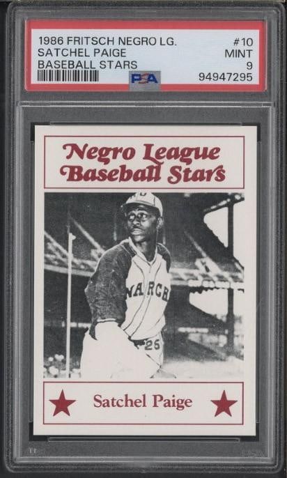 1986 Fritsch Negro League Baseball Stars #10 Satchel Paige: 1986 Fritsch Negro League Baseball Stars #10 Satchel Paige -PSA Mint 9
