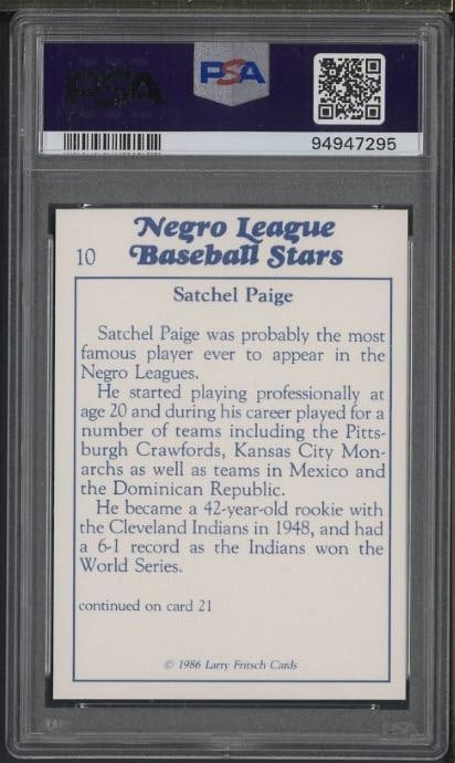 1986 Fritsch Negro League Baseball Stars #10 Satchel Paige - 2