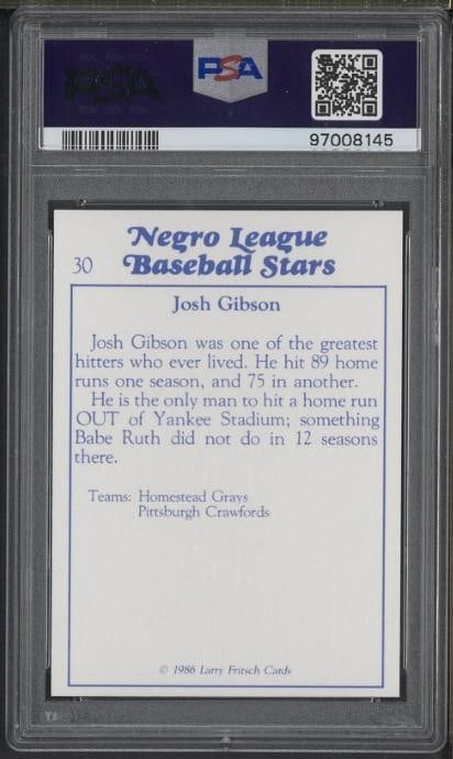 1986 Fritsch Negro League Baseball Stars #30 Josh Gibson - 2