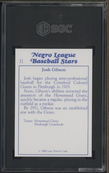 1986 Fritsch Negro League Baseball Stars #31 Josh Gibson - 2