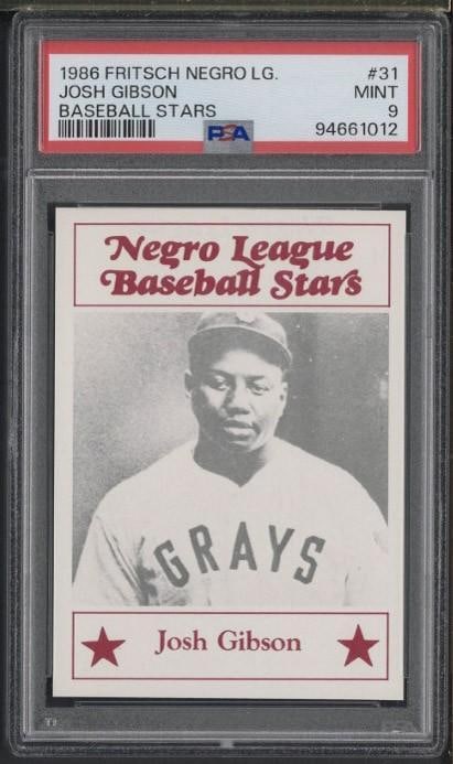 1986 Fritsch Negro League Baseball Stars #31 Josh Gibson: 1986 Fritsch Negro League Baseball Stars #31 Josh Gibson -PSA Mint 9