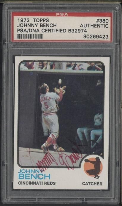 1973 Topps #380 Johnny Bench Autographed (1 of 2)