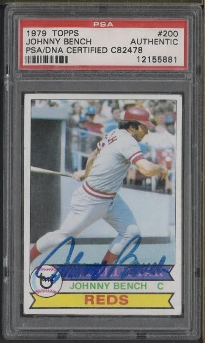 1979 Topps #200 Johnny Bench Autographed: 1979 Topps #200 Johnny Bench Autographed -PSA Authentic