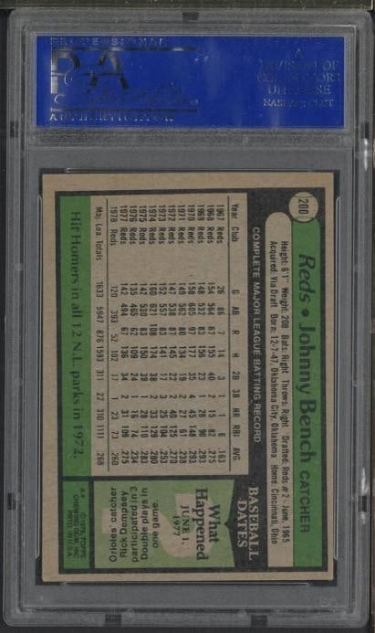 1979 Topps #200 Johnny Bench Autographed - 2