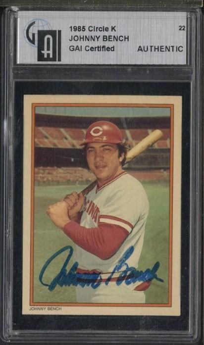 1985 Circle K #22 Johnny Bench Autographed: 1985 Circle K #22 Johnny Bench Autographed -GAI Authentic