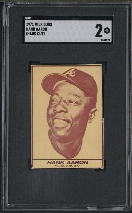 1975 Milk Duds Hank Aaron Hand Cut: 1975 Milk Duds Hank Aaron Hand Cut -SGC GD 2