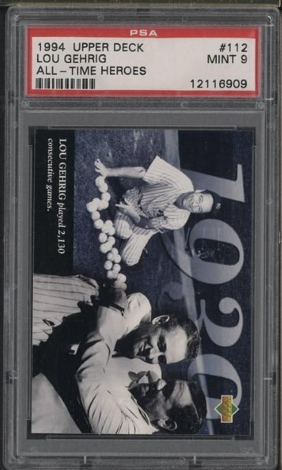 1994 Upper Deck All Time Heroes #112 Lou Gehrig: 1994 Upper Deck All Time Heroes #112 Lou Gehrig -PSA Mint 9