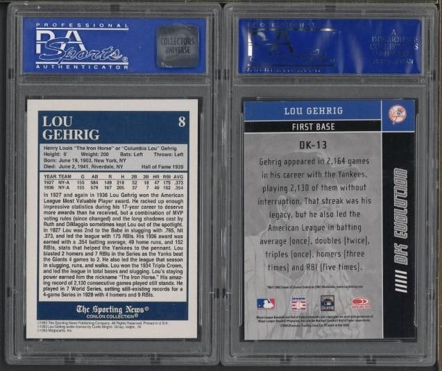 (2) Lou Gehrig Cards - 2