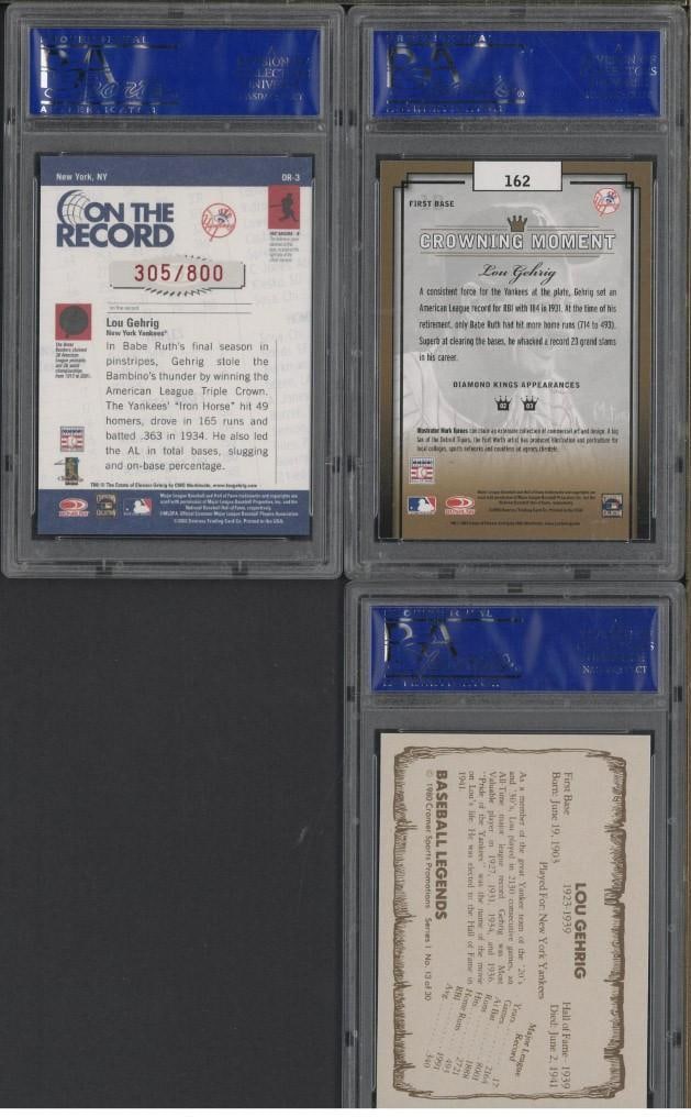 (3) Lou Gehrig Cards - 2