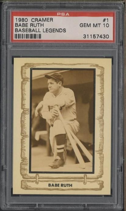 1980 Cramer Baseball Legends #1 Babe Ruth: 1980 Cramer Baseball Legends #1 Babe Ruth -PSA Gem MT 10