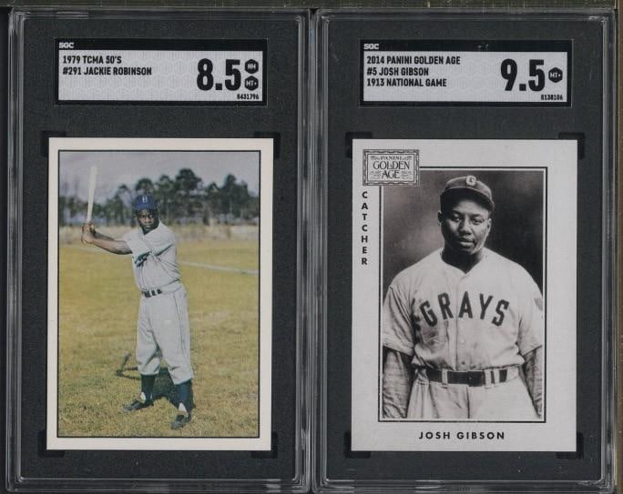 (2) Baseball Cards: (2) Baseball Cards -1979 TCMA 50's #291 Jackie Robinson, SGC NM-MT+ 8.5 & 2014 Panini Golden Age #5 Josh Gibson, SGC MT+ 9.5