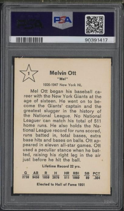 1961 Golden Press #1 Mel Ott - 2