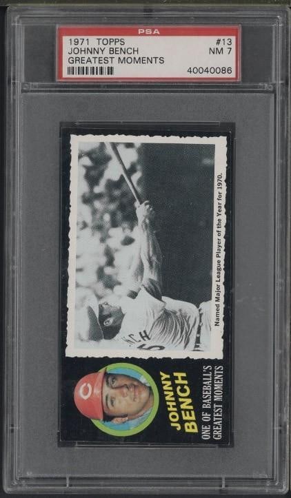 1971 Topps Greatest Moments #13 Johnny Bench: 1971 Topps Greatest Moments #13 Johnny Bench -PSA NM 7