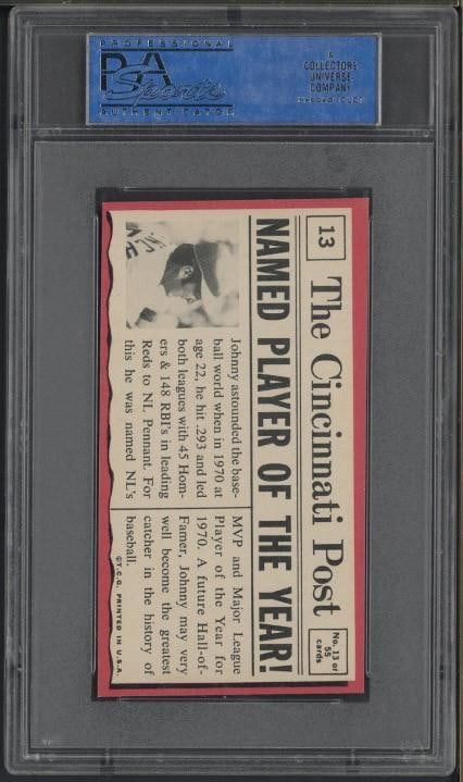 1971 Topps Greatest Moments #13 Johnny Bench - 2
