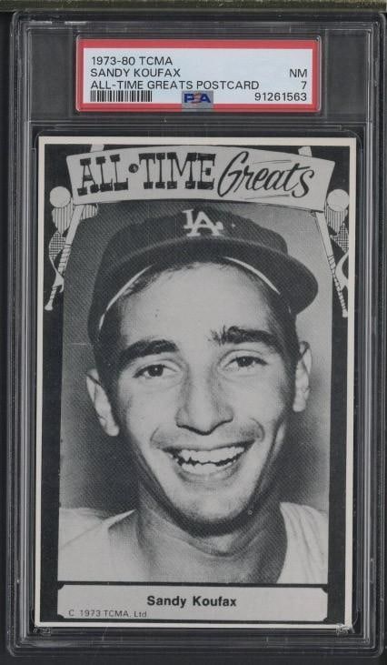 1973-80 TCMA Sandy Koufax All Time Greats Postcard: 1973-80 TCMA Sandy Koufax All Time Greats Postcard -PSA NM 7