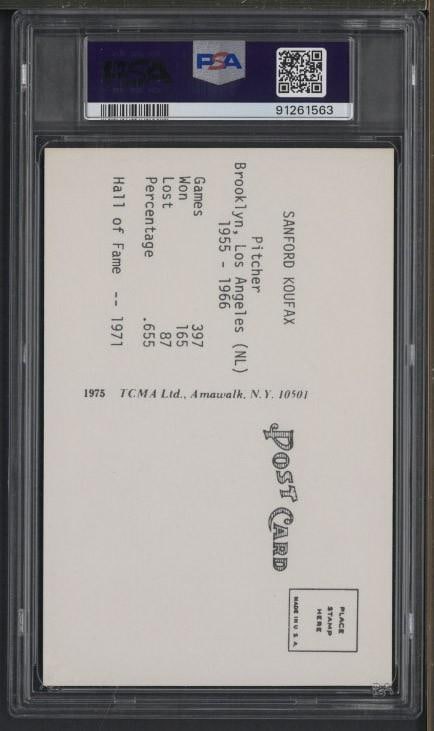 1973-80 TCMA Sandy Koufax All Time Greats Postcard - 2