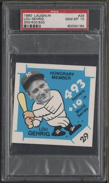 1980 Laughlin 300/400/500 #29 Lou Gehrig: 1980 Laughlin 300/400/500 #29 Lou Gehrig -PSA Gem MT 10