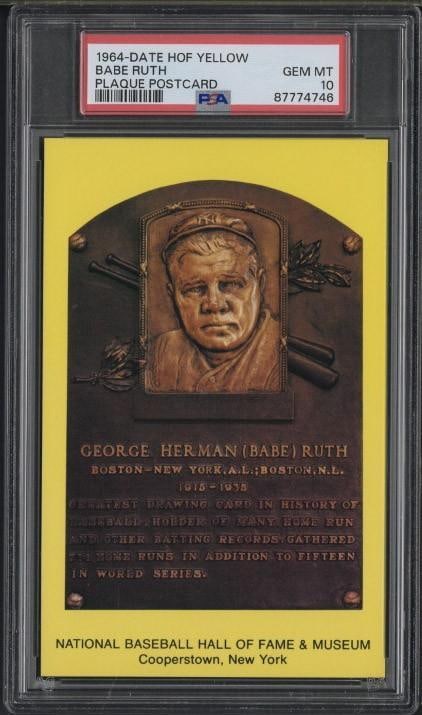 1964 Hall of Fame Babe Ruth Plaque Postcard (1 of 2)