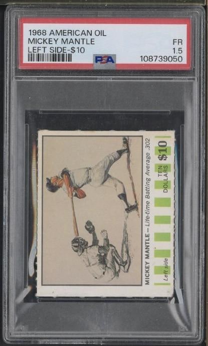 1968 American Oil Mickey Mantle Left Side: 1968 American Oil Mickey Mantle Left Side -PSA FR 1.5