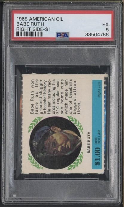 1968 American Oil Babe Ruth Right Side: 1968 American Oil Babe Ruth Right Side -PSA EX 5