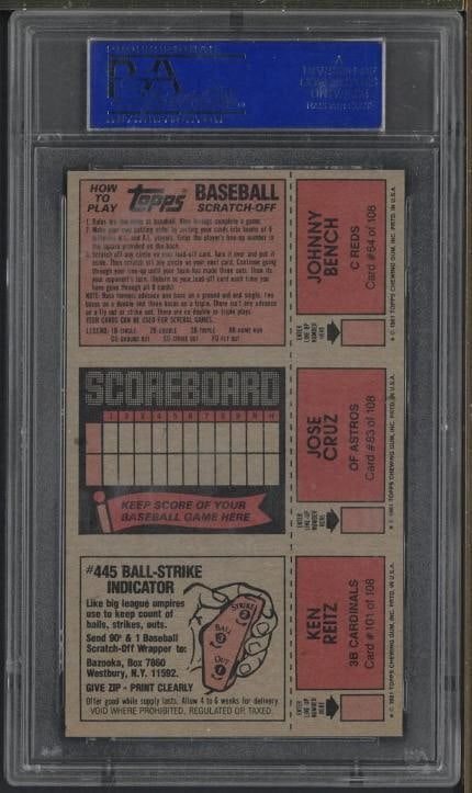 1981 Topps Scratch Offs Bench/Cruz/Reitz - 2