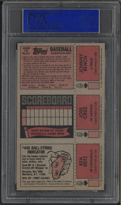 1981 Topps Scratch Offs Bench/Cruz/Reitz - 2