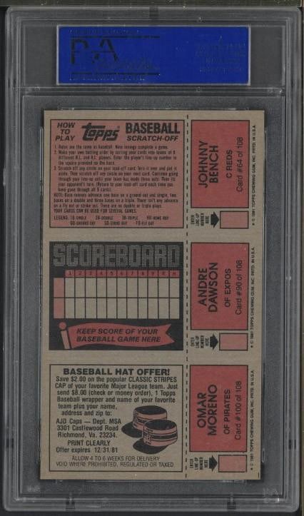 1981 Topps Scratch Offs Bench/Dawson/Moreno - 2