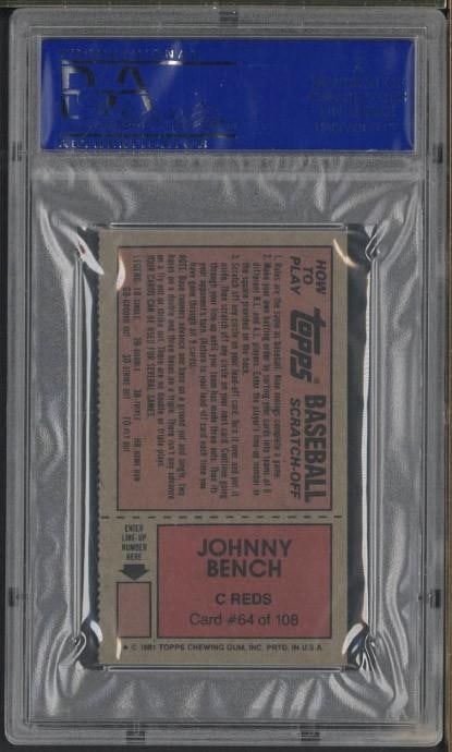 1981 Topps Scratch Off Johnny Bench - 2