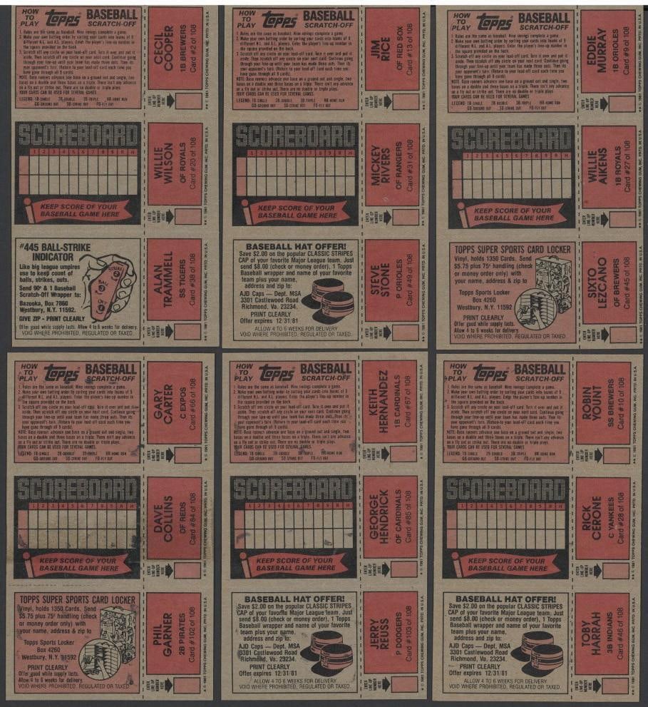 (32) 1981 Topps Scratch Offs Full Panels - 10