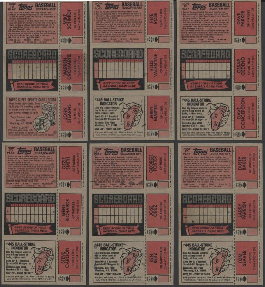 (32) 1981 Topps Scratch Offs Full Panels - 12