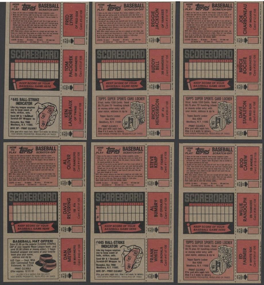 (32) 1981 Topps Scratch Offs Full Panels - 4