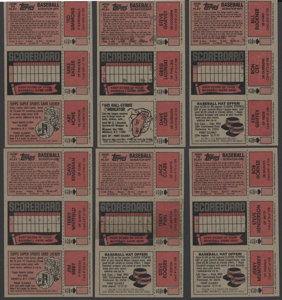(32) 1981 Topps Scratch Offs Full Panels - 6