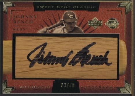 Upper Deck Sweet Spot Classic WB-JB Johnny Bench Autographed Bat Section: Upper Deck Sweet Spot Classic WB-JB Johnny Bench Autographed Bat Section -23/50