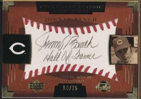 Upper Deck Sweet Spot Classic SSA-35 Johnny Bench Autographed Ball Panel (1 of 2)