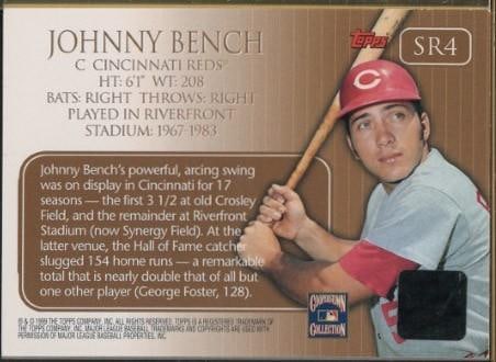 Topps SR4 Riverfront Stadium Relic w/Johnny Bench Autograph - 2