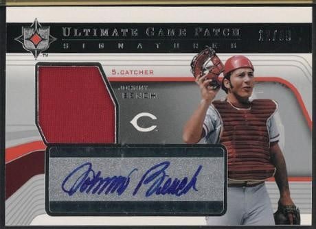 Upper Deck PS-JB Johnny Bench Autographed Card w/Game Used Uniform Piece (1 of 2)