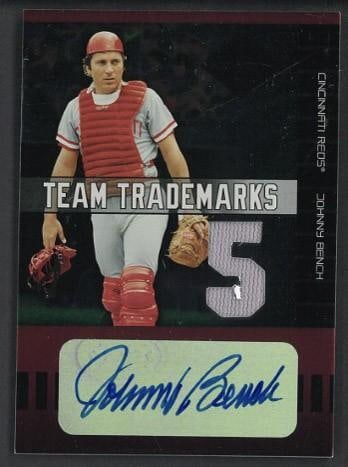 Donruss Leaf Limited 2004 TT-22 Johnny Bench Autographed Card w/Game Used Uniform Piece: Donruss Leaf Limited 2004 TT-22 Johnny Bench Autographed Card w/Game Used Uniform Piece -