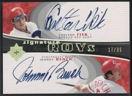 2005 Upper Deck ROYs Carlton Fisk & Johnny Bench Autographed Card (1 of 2)