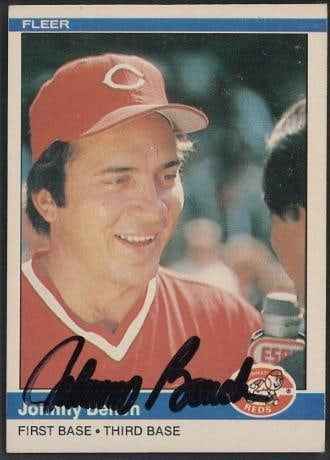 1984 Fleer #462 Johnny Bench Autographed Card (1 of 2)