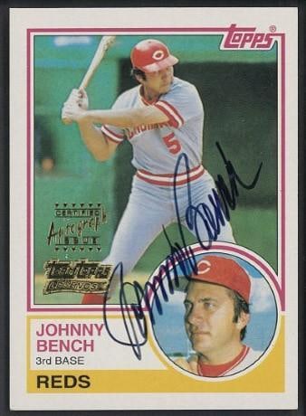 1983 Topps #60 Johnny Bench Autographed Card (1 of 2)