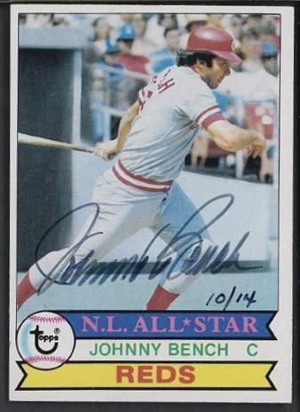 1979 Topps #200 Johnny Bench Autographed Card: 1979 Topps #200 Johnny Bench Autographed Card -