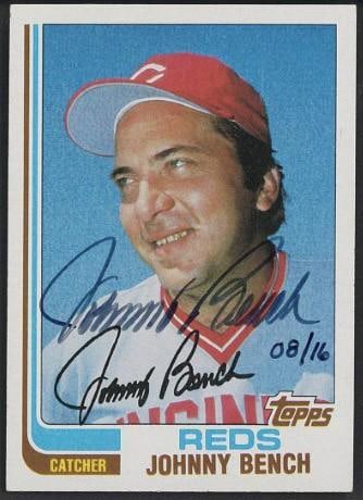 1982 Topps #400 Johnny Bench Autographed Card: 1982 Topps #400 Johnny Bench Autographed Card -
