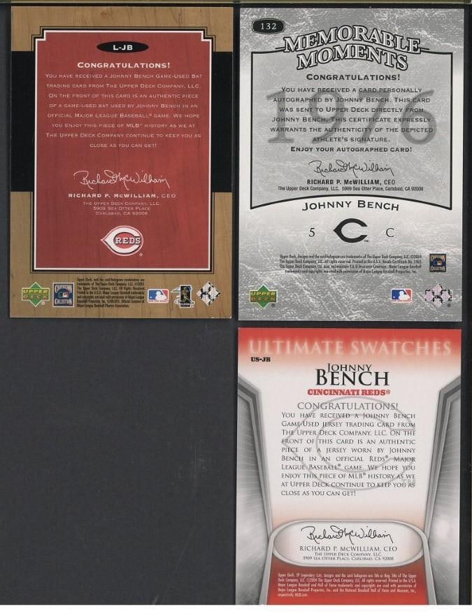 (3) Upper Deck Johnny Bench Cards - 2